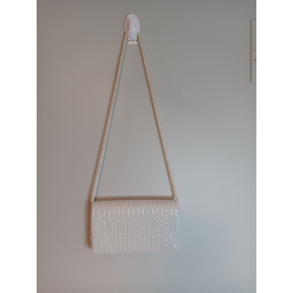 Vintage Walborg White Sequin Mini Shoulder Bag Clutch